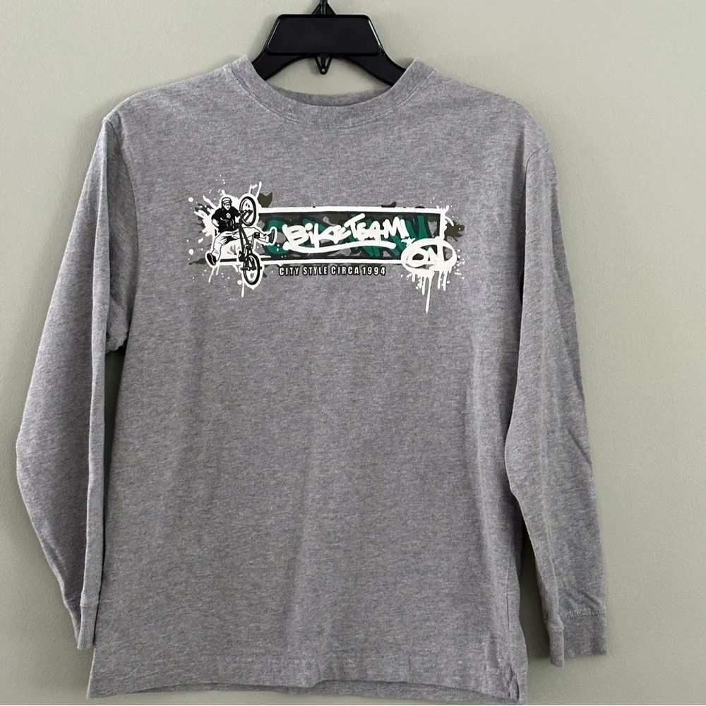 Vintage Old Navy Long Sleeve Bike Team! Racing Stunts Streetwear Kids Large